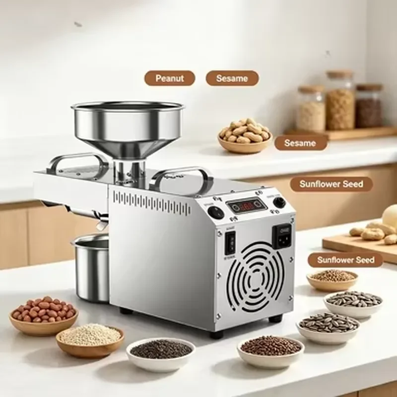 CE Certificate Household Stainless Steel Oil Press Cold Press Machine Adjustable Temperature Control Easy-Clean Design Stable