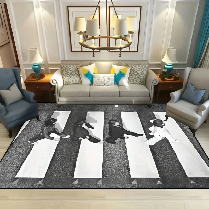 

1pc Large Polyester Area Rug with Non-Slip Backing - Machine Washable Rectangle Mat for Room, Indoor, Corridor, Entryway, Living