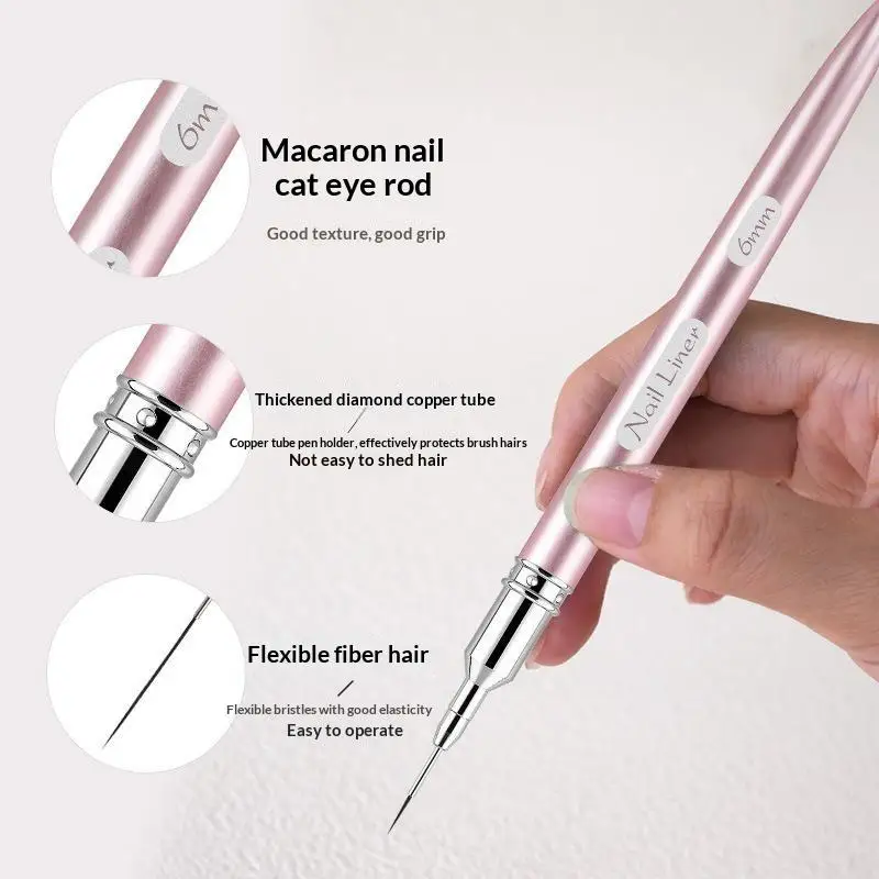 New 1Pc Ultra Thin Long Line Drawing Pen With Cap 6/9/12/15/18/25mm Nail Art Liner Brush UV Gel Polish Painting Manicure Tool