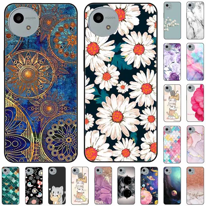 Funda de silicona suave para Sharp Aquos Wish4, cubierta trasera con estampado de mármol y flores, para Sharp Aquos Wish 4, encantadora, SH-52E