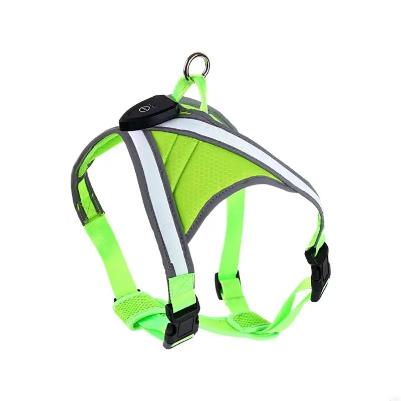 Dog Vest Adjustable Training Harness for Running & Swimming LED Reflective Vest Harness Heavy Duty Q5WC