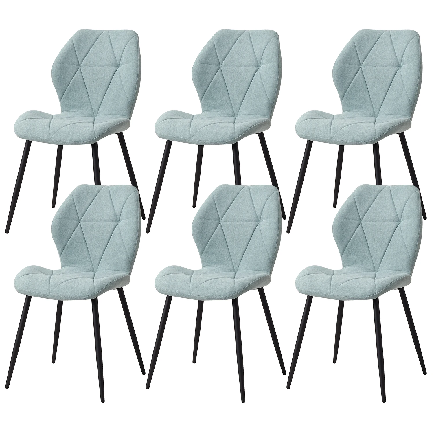 GrandCA HOME Set van 2/4/6 moderne eetkamerstoelen, gestoffeerd, gewatteerd linnen, minimalistische bureaustoelen voor keuken, eetkamer