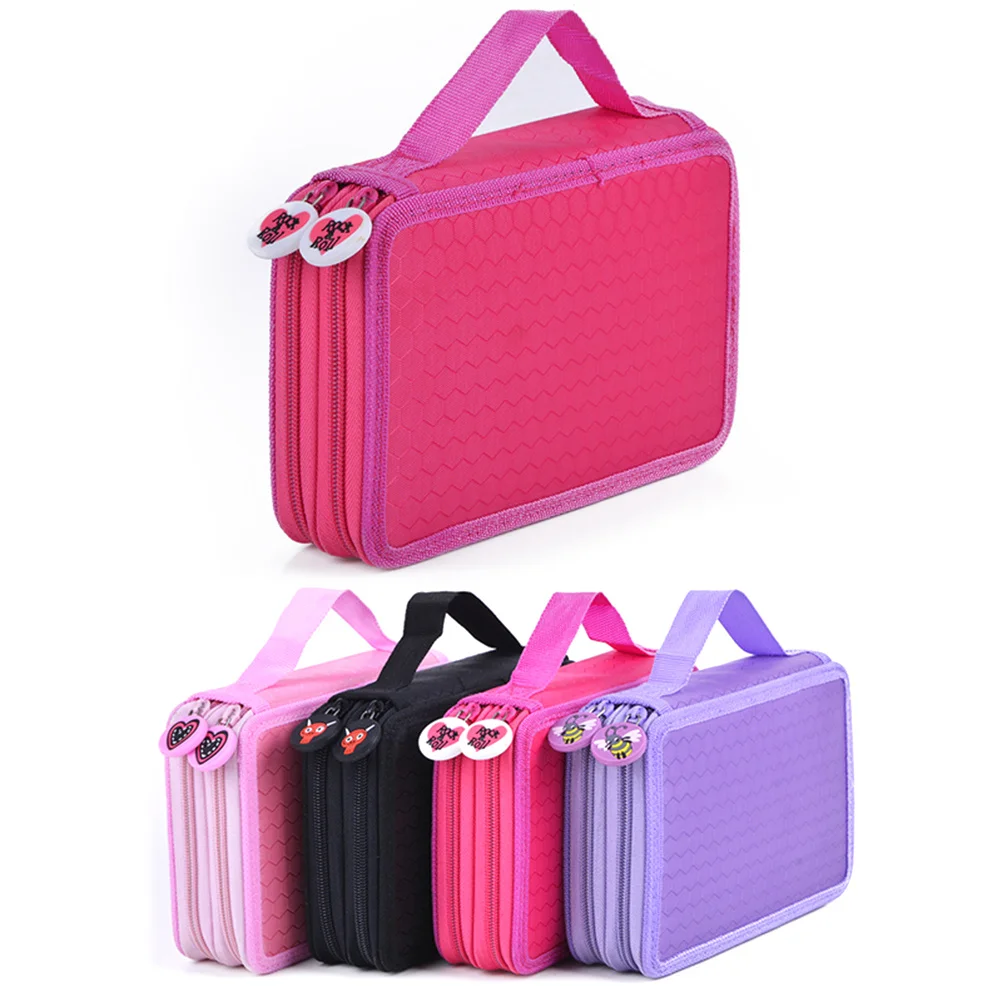 

32 Slot Colored Pencil Case Pen Bag For Travel Watercolor Gel Pens Pencils Rosy Stationery Holder Student Supplies
