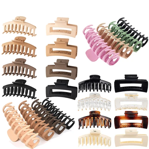 Imagen 2 del producto Nueva garra grande para el cabello para mujeres y niñas, pinzas para el cabello con cola de caballo, horquilla color café Beige, pasador de cangrejo, accesorios para el cabello a la moda, adornos