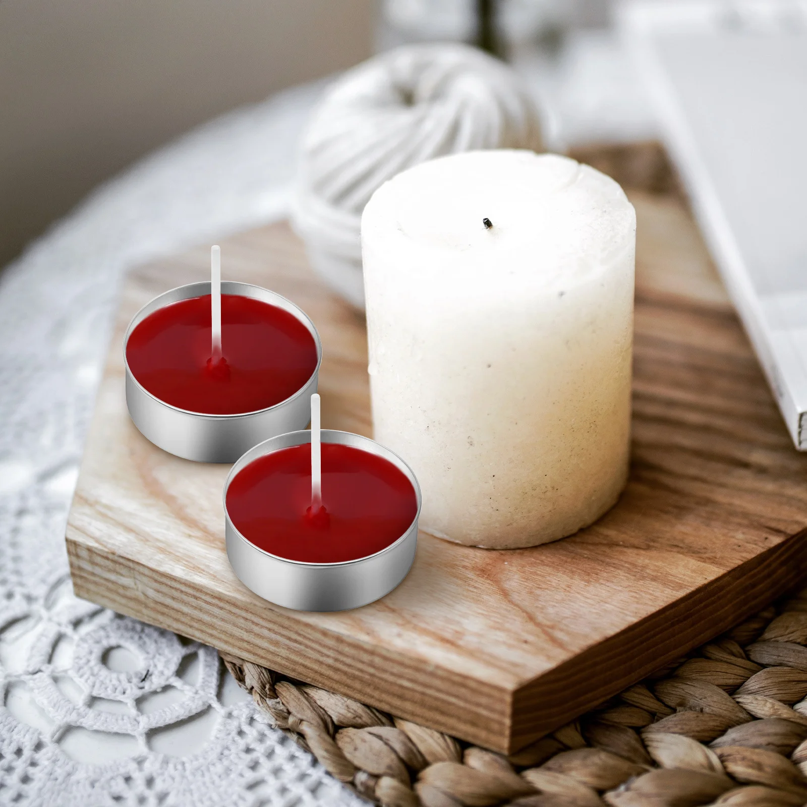 Tray Container Tealight Molds Aluminum Box + 25cm Wick Taper Candles Pure Cotton