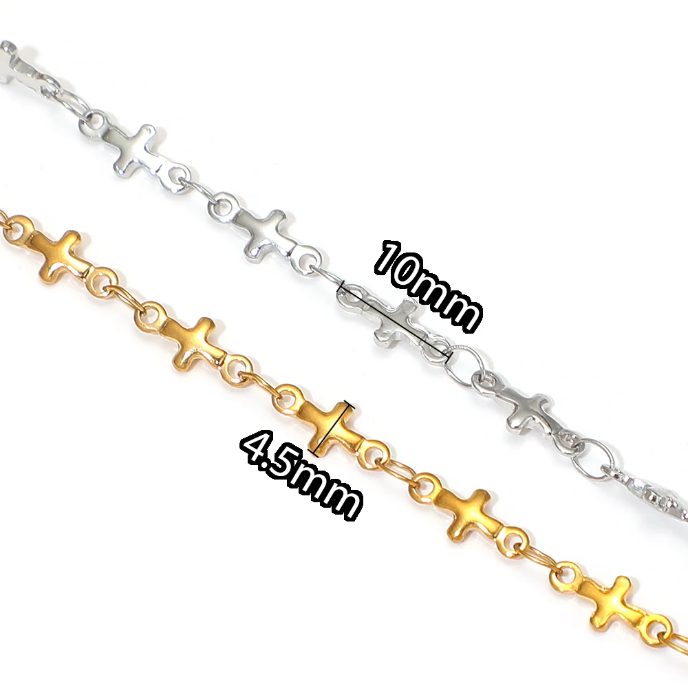 1 Meter Edelstahl-Kreuzketten für DIY-Schmuckherstellung, Armband-Zubehör, Halsketten für Mädchen, Körperketten, Bastelbedarf – Detail 3