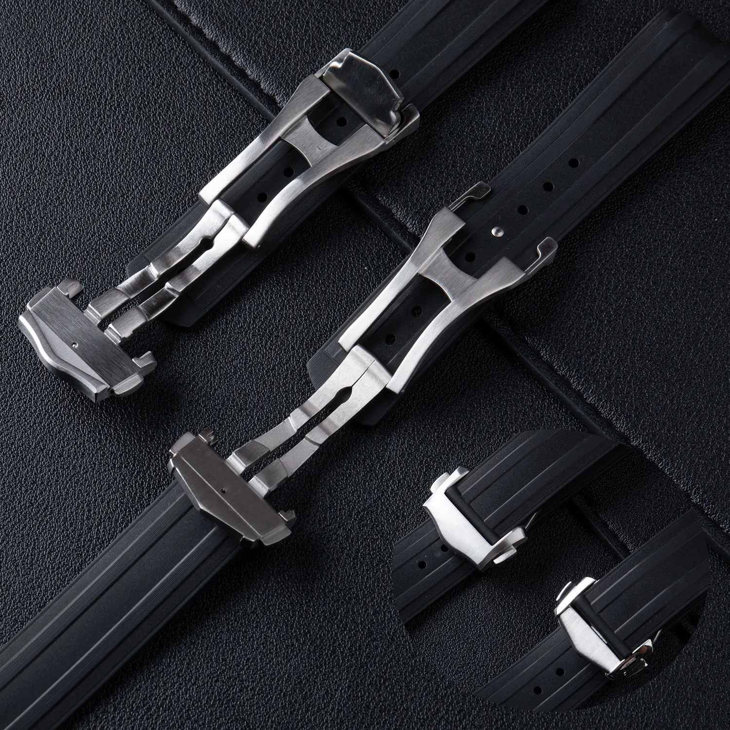 قسط الصف فلوروس المطاط منحني نهاية النمط الأصلي FKM حزام 20 مللي متر لأوميغا ساماستر 300 متعدد الألوان جيد أضعاف مشبك #4