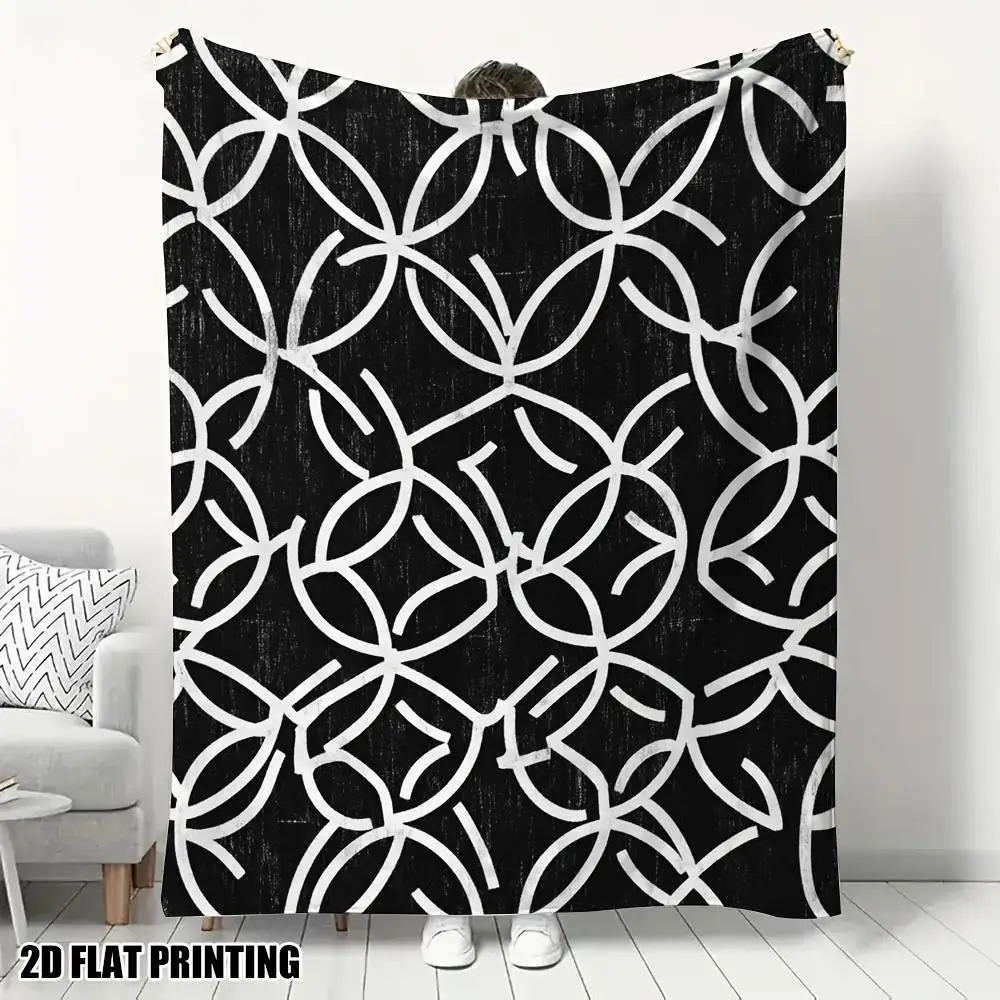 

Один черно-белое одеяло с геометрическим цветочным рисунком, машинная стирка полиэфирная ткань, подходящая для кроватей, диванов и офисов.