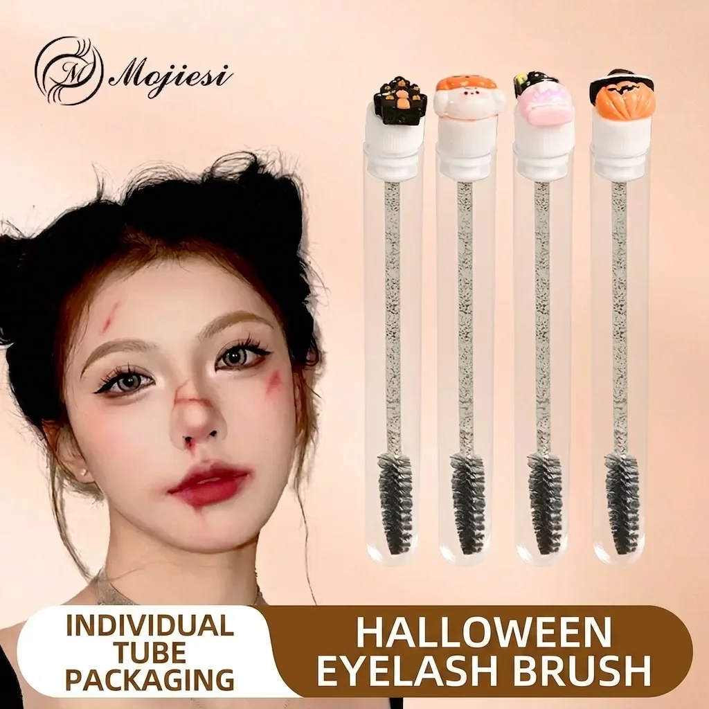 20 Stück Wiederverwendbare Wimpernbürsten für Frauen, Halloween-Tuben-Mascara-Stäbchen - Gruselig & Niedlich mit Tuben-Wimpernstäbchen und austauschbarer Augenbrauenbürste – Detail 3