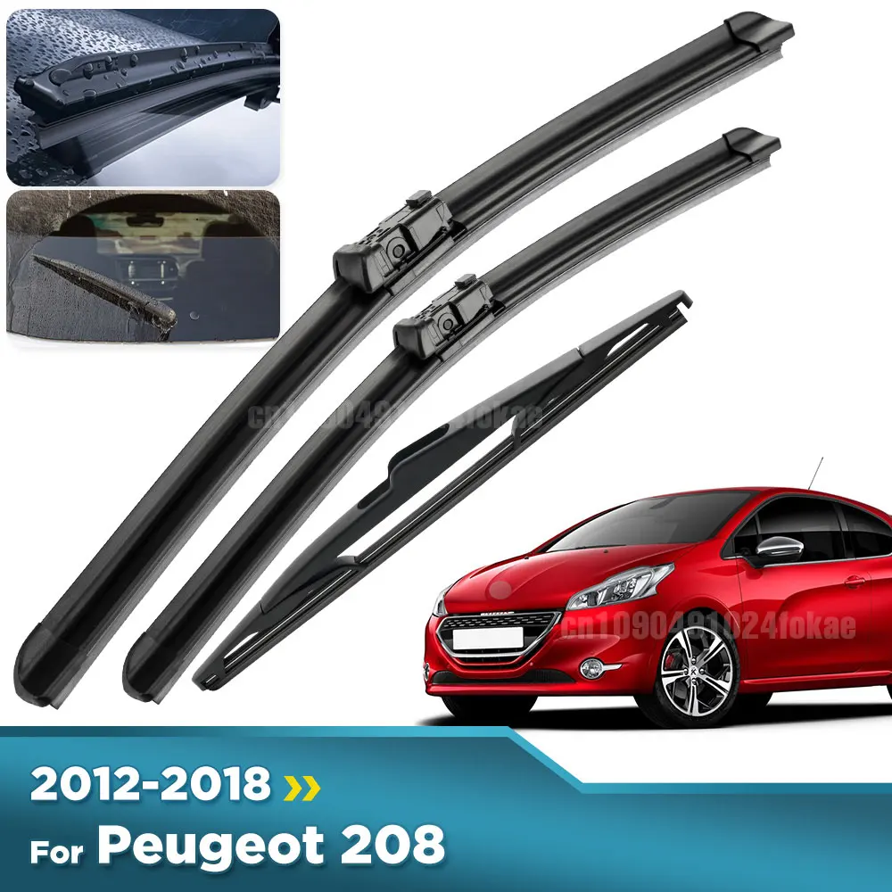 

For Peugeot 208 2012-2018 2013 2014 2015 2016 2017 Wiper Front&Rear Wiper Blades Windshield Windscreen Window Brushes 26"16"14"