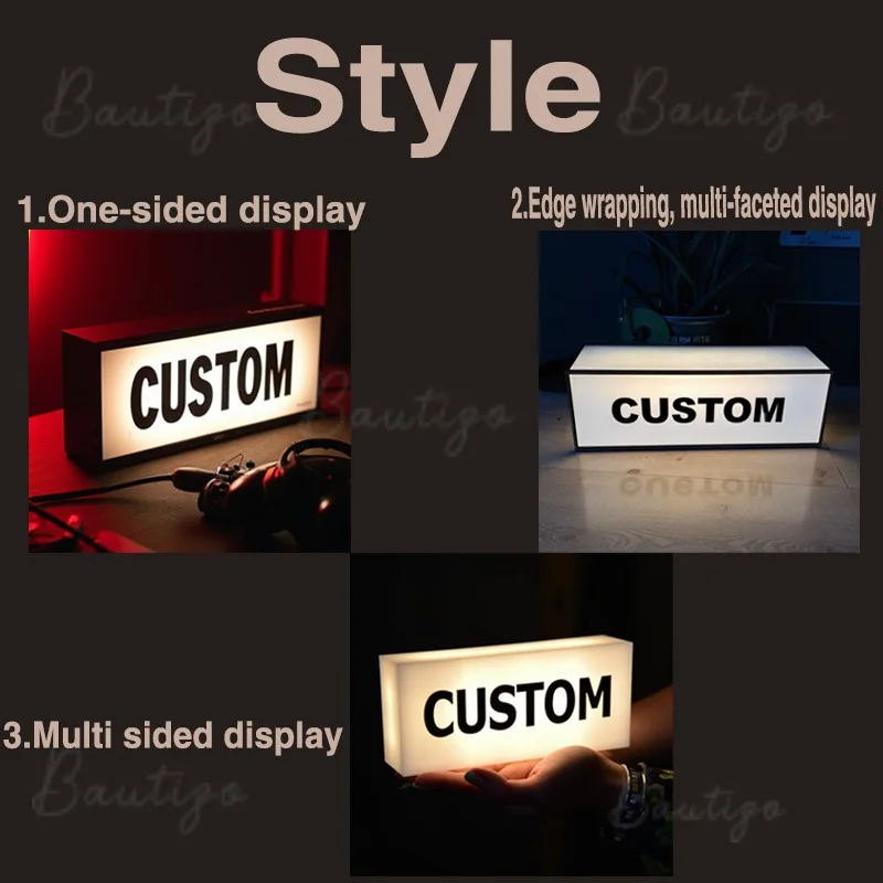 Custom LED Acrylic Light Box Sign Night Decor Interior Decoration Small Table and Wall Lamp Signage Room Sign
