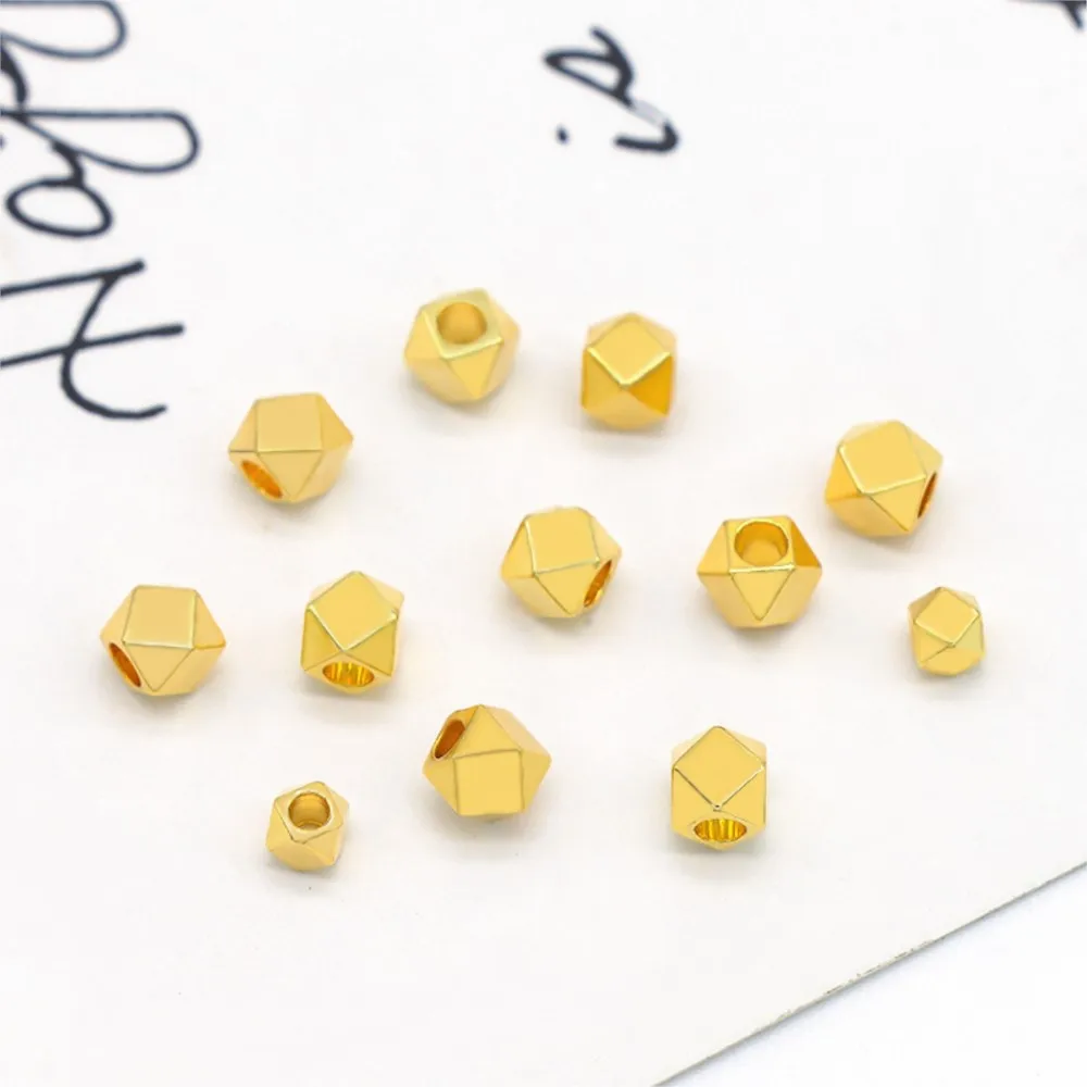 18K Gold Metal Irregular Spacer Beads para DIY, Handmade Pulseiras, Colar, Acessórios Artesanais, Fazer Jóias, 3mm, 4mm, 30 Pcs, 50Pcs