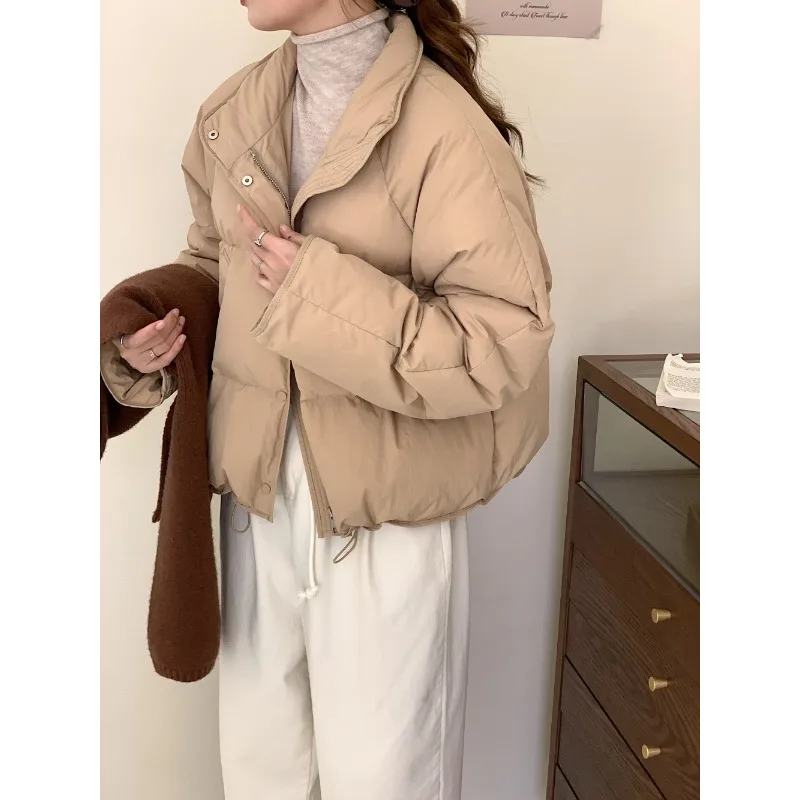 Winter Puffer Jackets Women Thick Warm Cotton Solid Padded Coat Female Korean Fashion Oversized Loose Short Parkas Mujer 2023