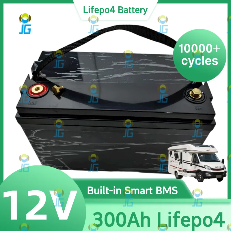 

12 В 300 Ач LiFePO4 Батарея BMS Литиевые аккумуляторы 10000 циклов для кемперов RV 12,8 В Гольф-кар Внедорожный внедорожный солнечный ветер