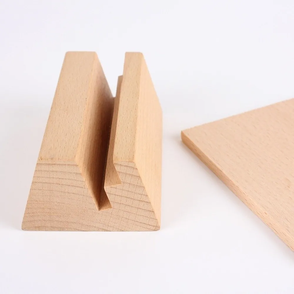 Durable Wooden Wooden Calendar Base with Backboard Multifunctional Desk Calendar Stand Table Number Sign Holder Notes