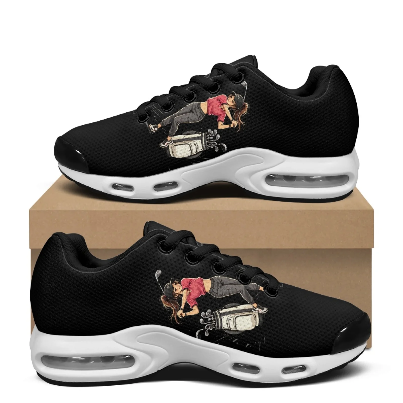 PENSTROLL Anime Golfer Girl Men's Air Cushion Running Shoes, Breathable Mesh Trainers for Casual Workout and Gym Training