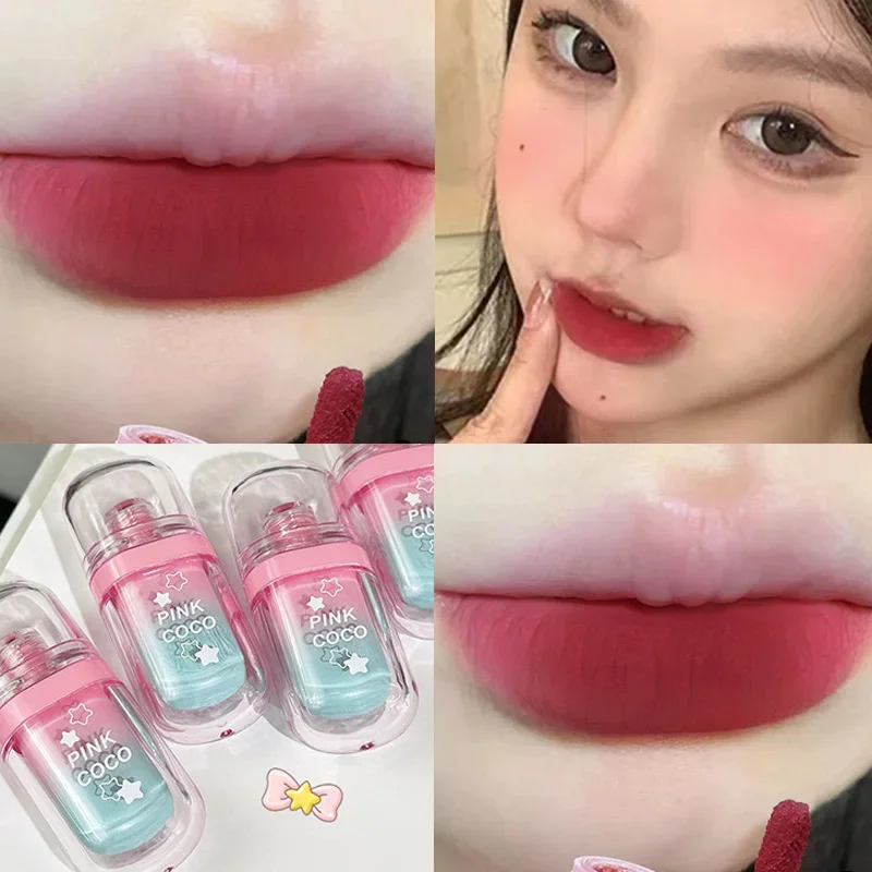 PINKCOCO Waterproof Lasting Matte Liquid Lipstick Peach Pink Lip Gloss Light Apricot Nude Red Korean Lipstick Makeup Cosmetics