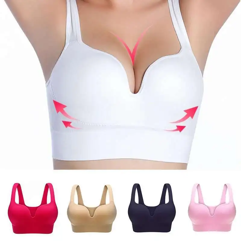 

Women Wireless Sports Bra Fitness Running Vest Gym Workout Underwear Padded Tops Bralette Breathable Brassiere Push Up Bras