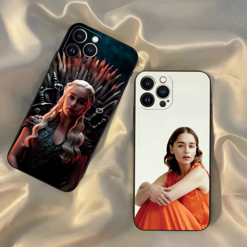 Emilia Clarke Phone Case for Iphone 15 14 13 12 11 Pro Max Xr X Xs Mini 8 Plus SE 2022 Black Soft Silicone Cover