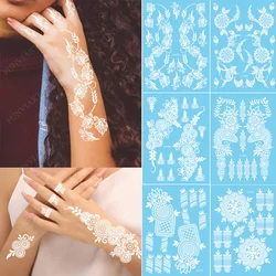 Flower White Henna Temporary Tattoo Sticker Women Hand Foot Tatoo Paste Waterproof Body Art Tattoo Wedding Party Henna Tattoo