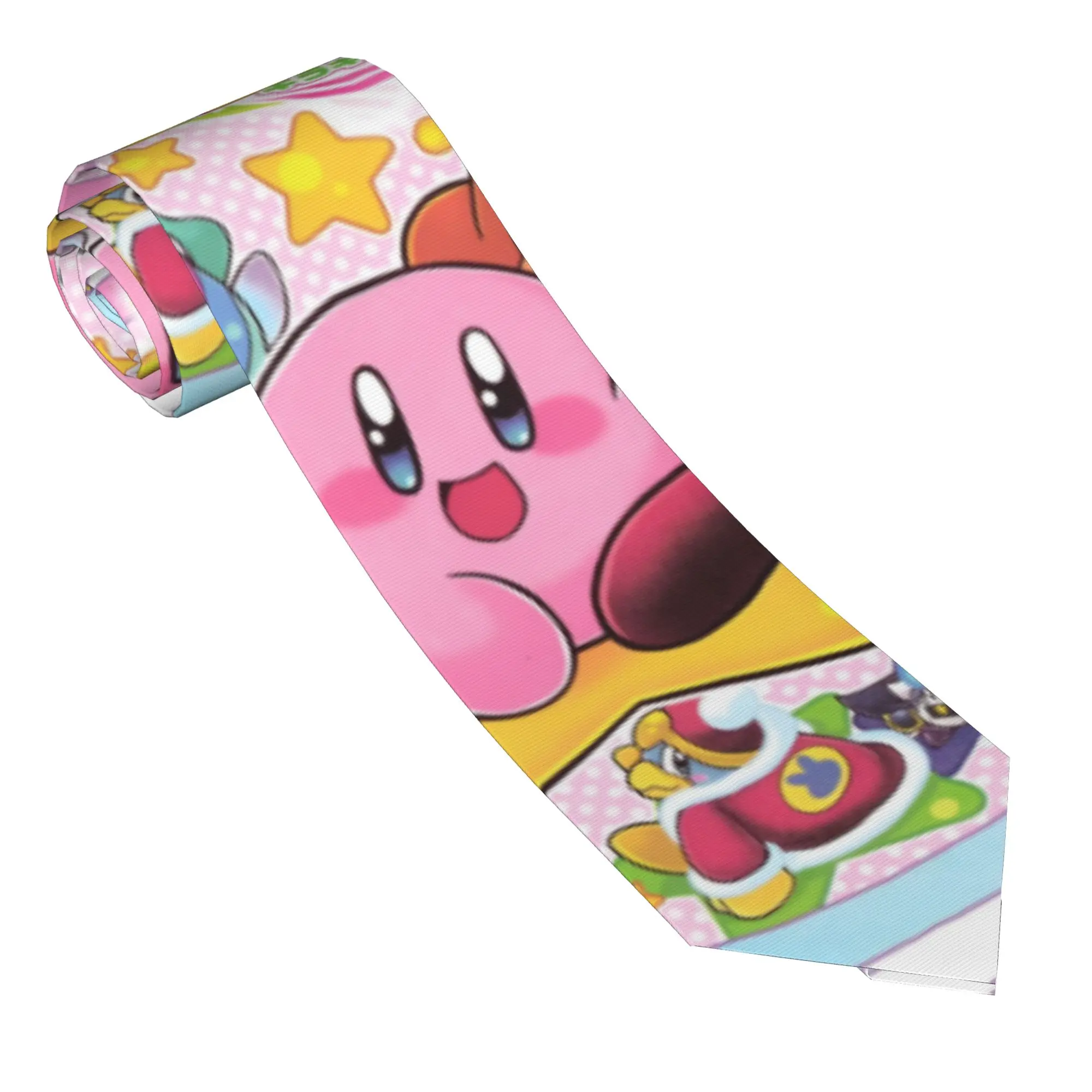 Kirby Kirbys Necktie Men Women Slim Polyester 8 cm Wide Neck Tie Anime Cartoon for Men Daily Wear Cravat Wedding Office