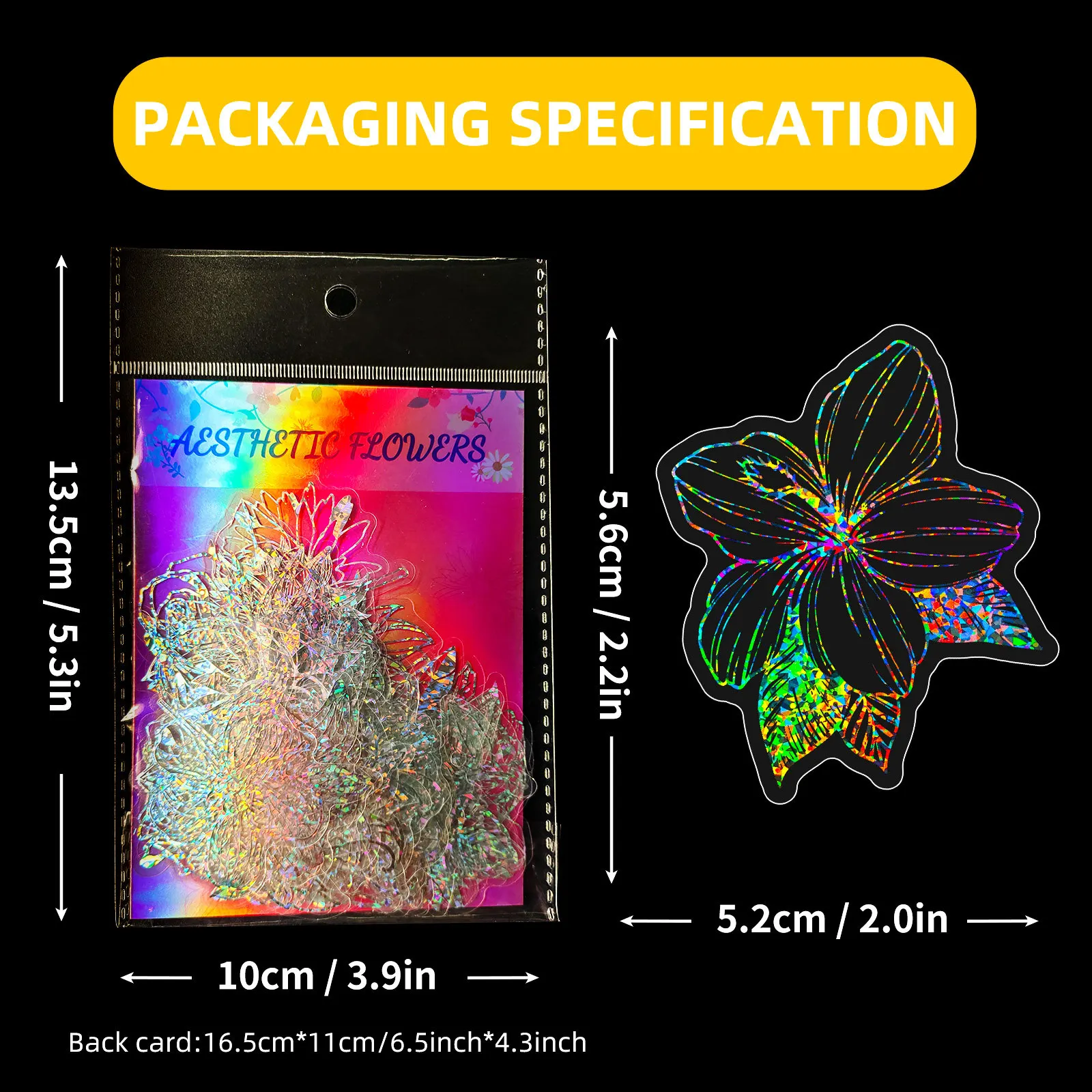 50Pcs Transparent Laser Hot silver flowers Sticker Holographic Graffiti Stickers for DIY Luggage Laptop phone