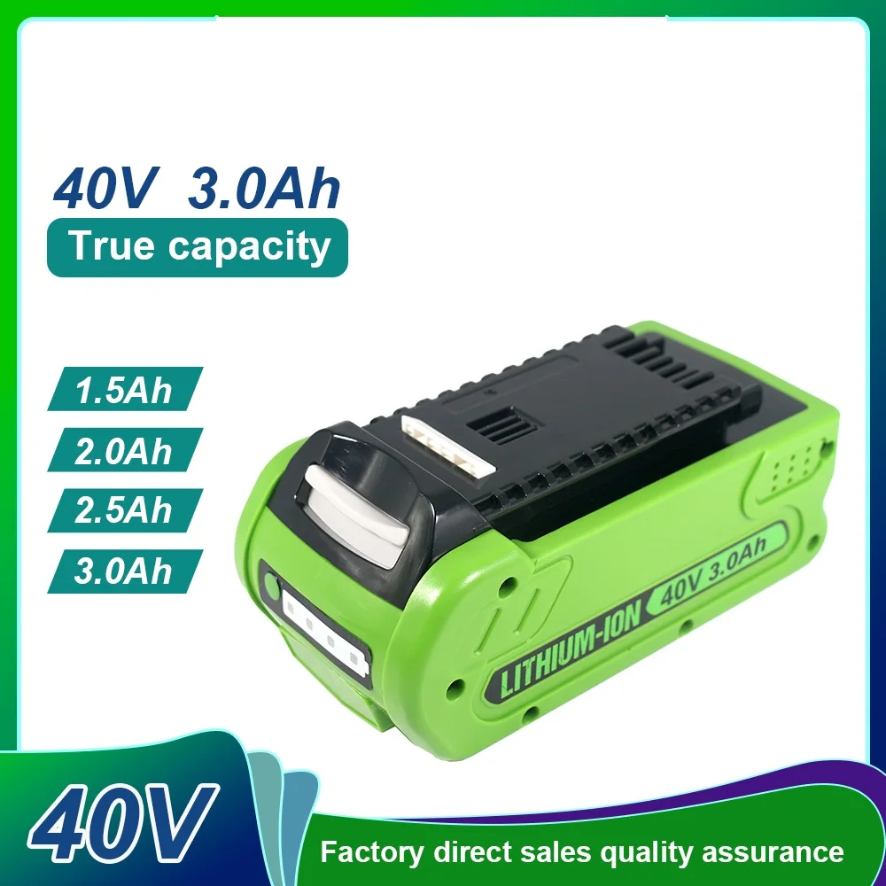 

Батарея 40 В для литий-ионного аккумулятора GreenWorks, 3 Ач, долговечная легкая батарея для электроинструментов для проектов на строительной площадке 18650