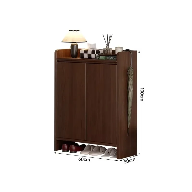 Shoe rack dust-proof household door multi-layer porch cabinet solid wood ecological board corridor outside the antique shoe cabi