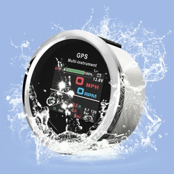 Waterproof 85mm 0-999 km/h MPH Knots GPS Speedometer Odometer Trip Tachometer Hours with Fuel Voltmeter Water Temp for Boat Car
