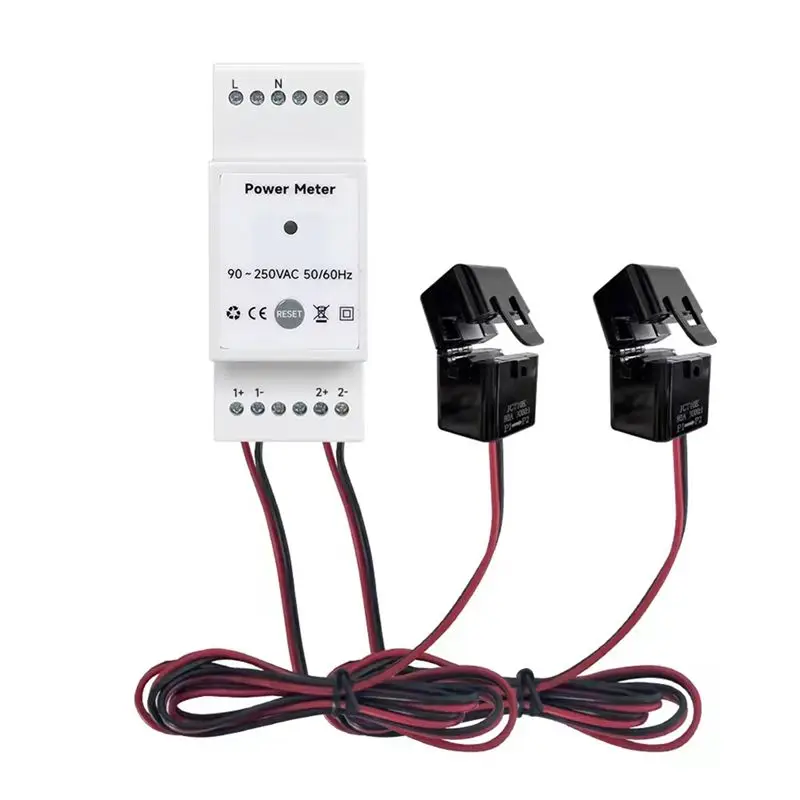 

ABKQ-Tuya Smart Life Wifi Energy Meter Bidirectional 2 Channel Din Rail With CT App Monitor Export And Import Power