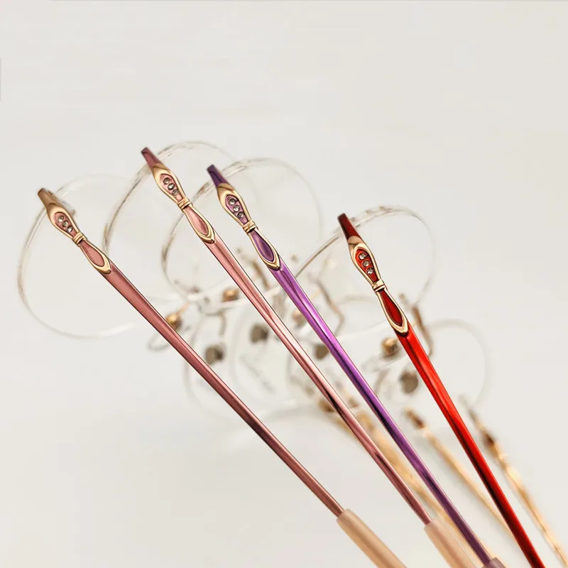 Entwickelt Frauen Randlose Brille Reinem Titan Brillen Optische Rahmen Rezept Rahmenlose Spektakel Kristall Dekoration Tempel – Detail 10