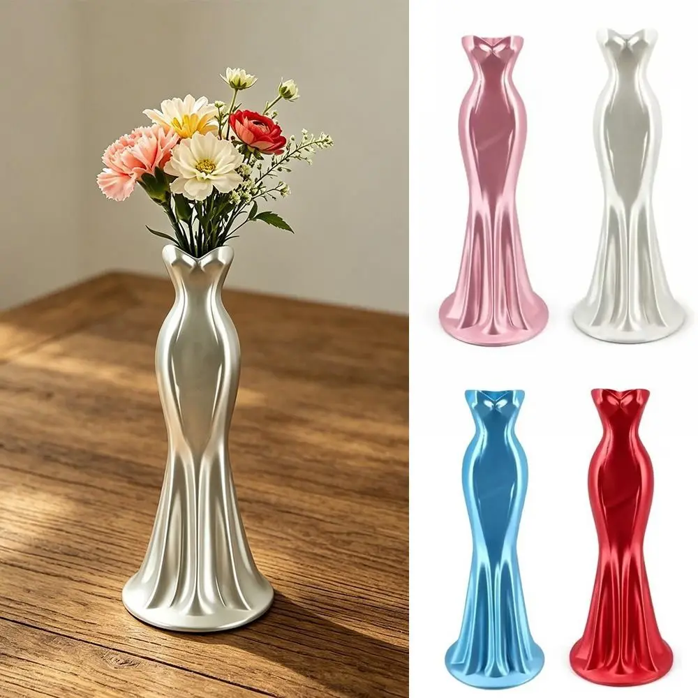New Gown-Shaped 3D Printed Flower Vases Flower Arrangement Minimalist-Style Elegant Dress Vase Twisted Design Decorative Vase