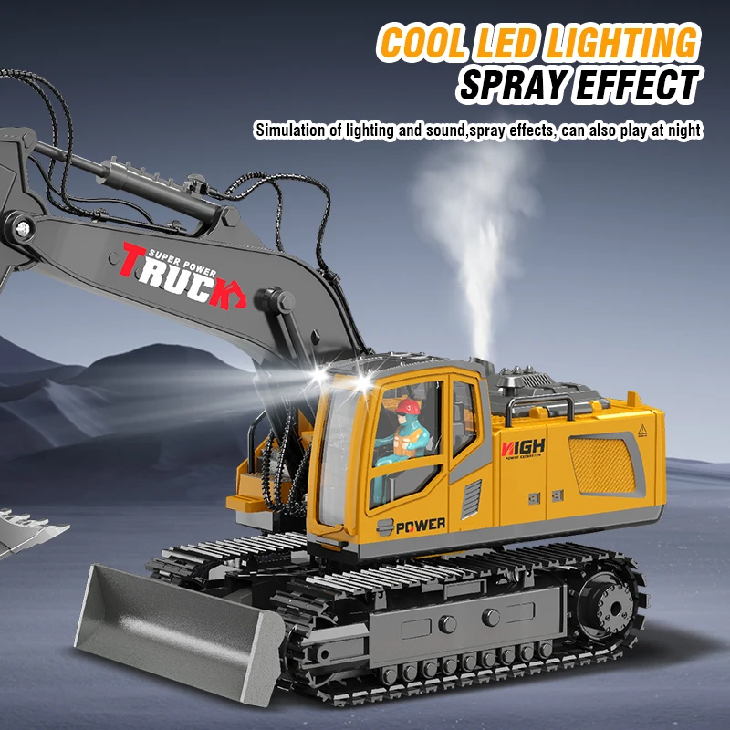 Multifunction Remote Control Excavator Engineering Vehicle 17 Channel Simulation Alloy RC Excavators Truck Toy Car Children Toys