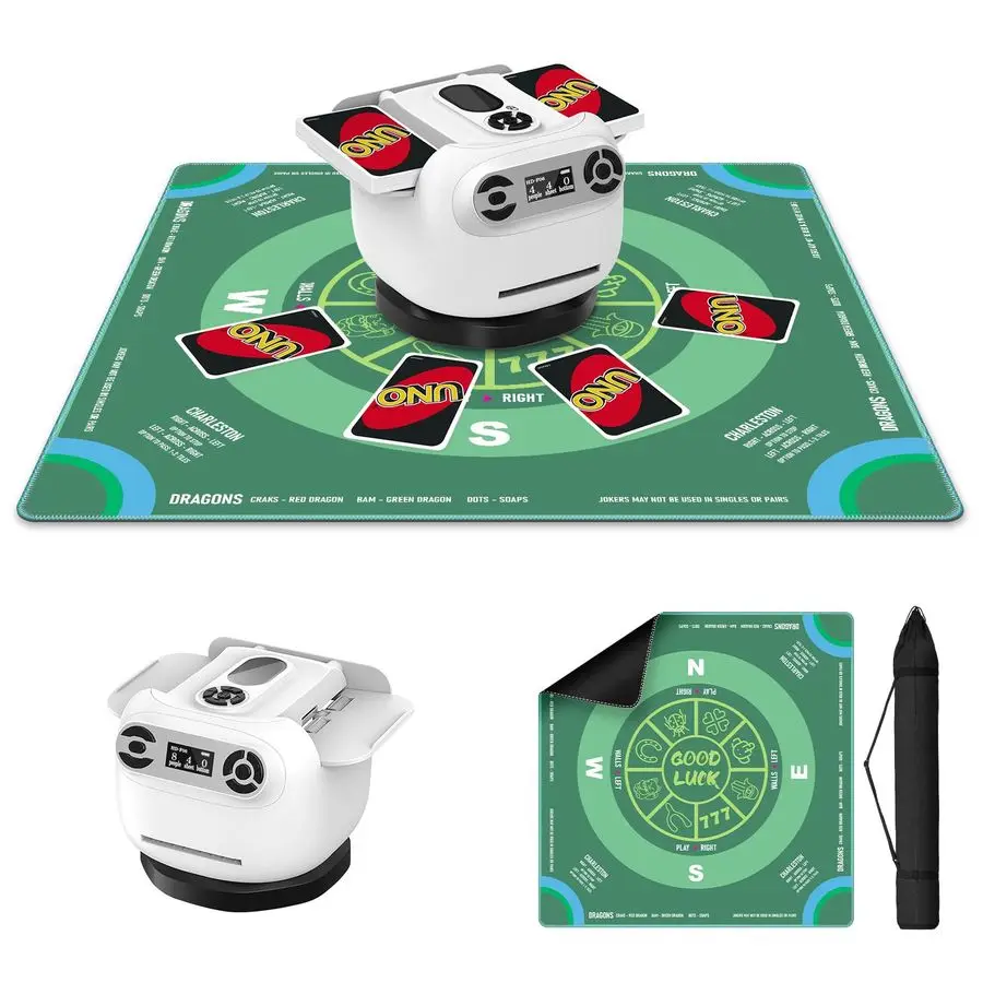 Tappetino Mahjong con borsa portatile Bespugliatore automatico di carte 2in1 e rivenditore con 360 omnidirezionale