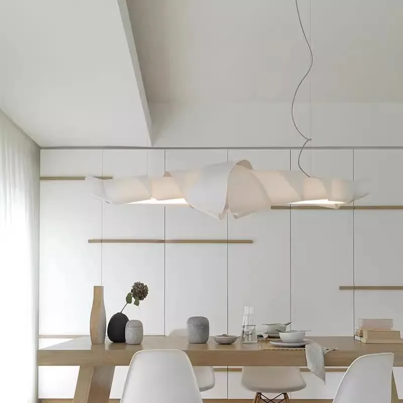 Postmodern Wabi Sabi Style Acrylic Pendant Lights Creative Restaurant Designer Long Strip Personalized Hanging Chandeliers Cafe