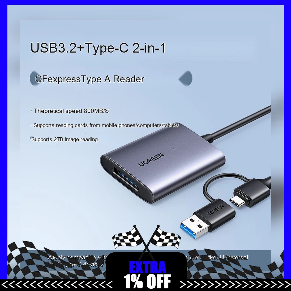 UGREEN 45177 CM516 CFexpress Type A Card Reader USB 3.2 USB-C 2-in-1 High Speed Memory Card Adapter