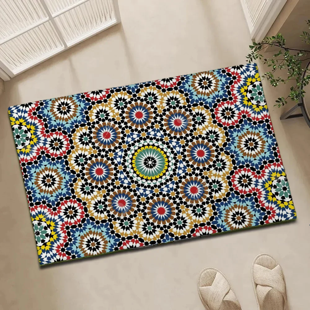 Doormat Entrance Door Moroccan Tiles Floor Carpets Bathroom Mat for Hallway on the Floor Mats for Home Facom Carpet Kitchen Rug