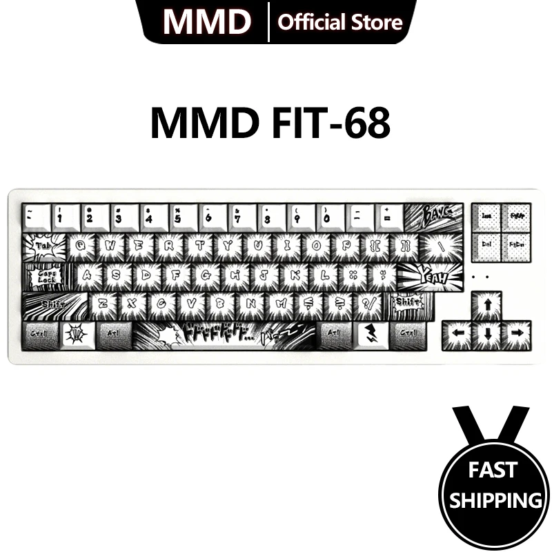 

MMD FIT-68 Mechanical Keyboard 3Mode Wireless Bluetooth 5.0 2.4G Gasket Structure Customize Side Carved Keycaps Gaming Keyboard