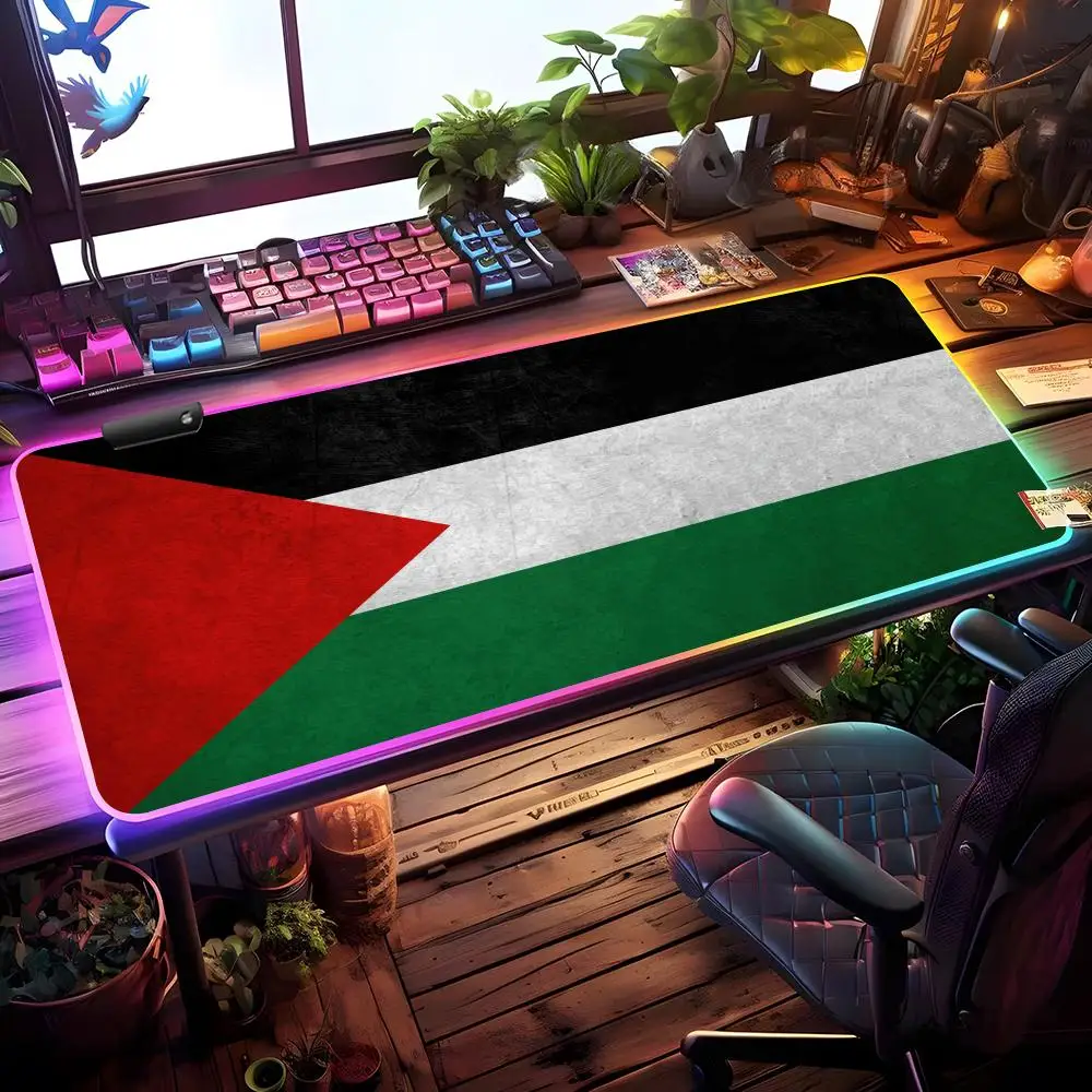 

Flag Of P-PpalestineS-ES Mouse Pad RGB Gaming Mouse Pad Desk Mat HD Gamer Large LED Light XXL MousePads