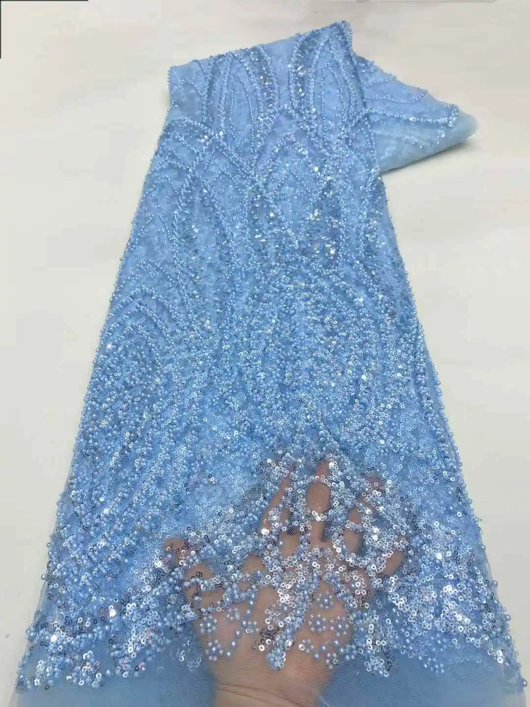 럭셔리 아프리카 스팽글 비즈 레이스 원단 2025 고품질 신랑 나이지리아 웨딩 신부 자수 프랑스 튤 바느질