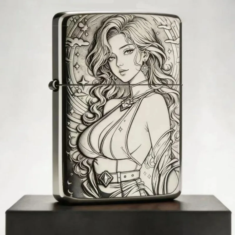 Genuine Zorro 902S Sexy Kerosenes Lighter 3D Embossed Beauty Girl White Brass Refined Windproof Petrol Lighter Men Gift