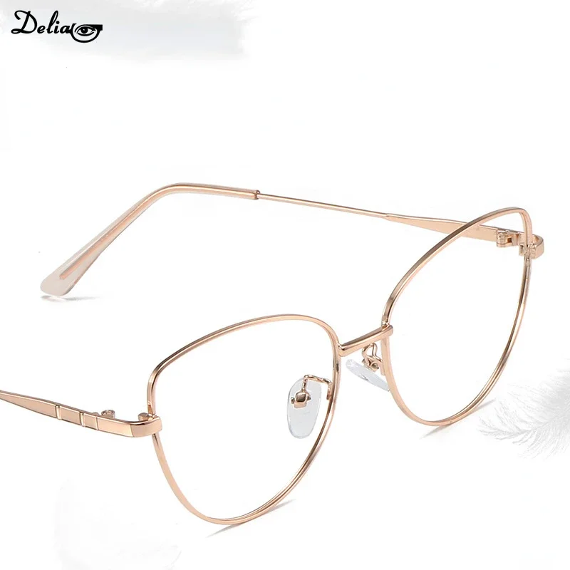 Anti Blue-ray Fashion Cateye Blue Light Glasses for Women Vintage Metal Prescription Eyewear Frames Female Computer Eyeglasses