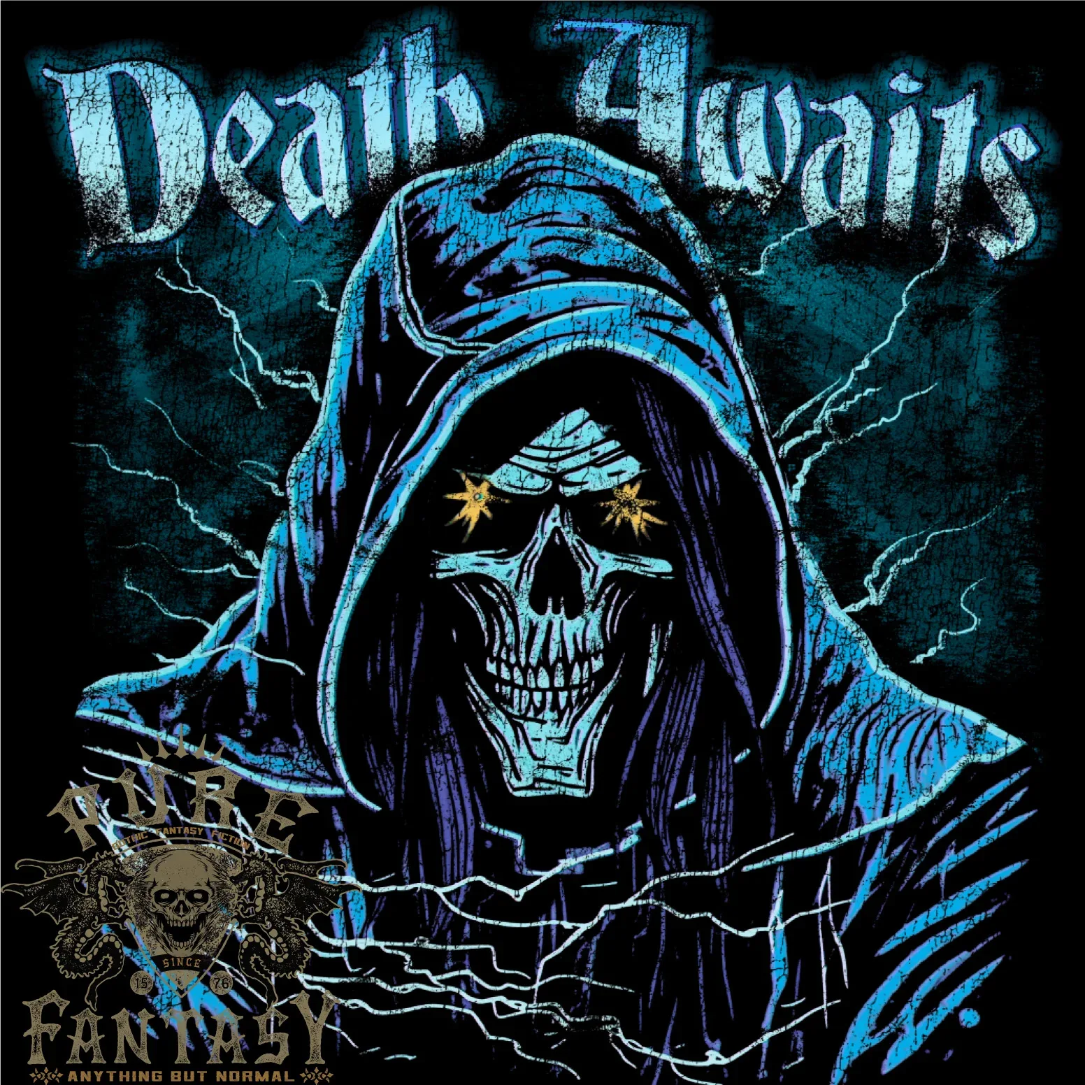 

Death Awaits Evil Grim Reaper Skull Mens T-Shirt 100% Cotton