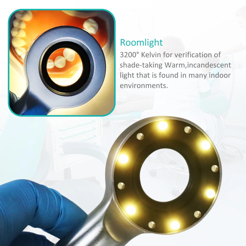 12LED Dental Restoration Teeth Shade Guide Matching Lamp Oral Colorimetric Base Light Dental TRI Spectra Shade Match