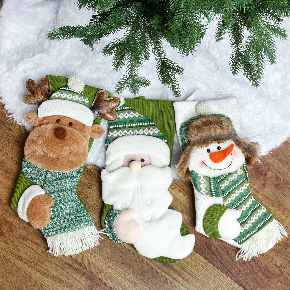 2024 Hot Christmas Decorations Candy Socks Gift Socks Christmas Socks, Cute Snowman Old Man Elk Knitted Christmas Socks