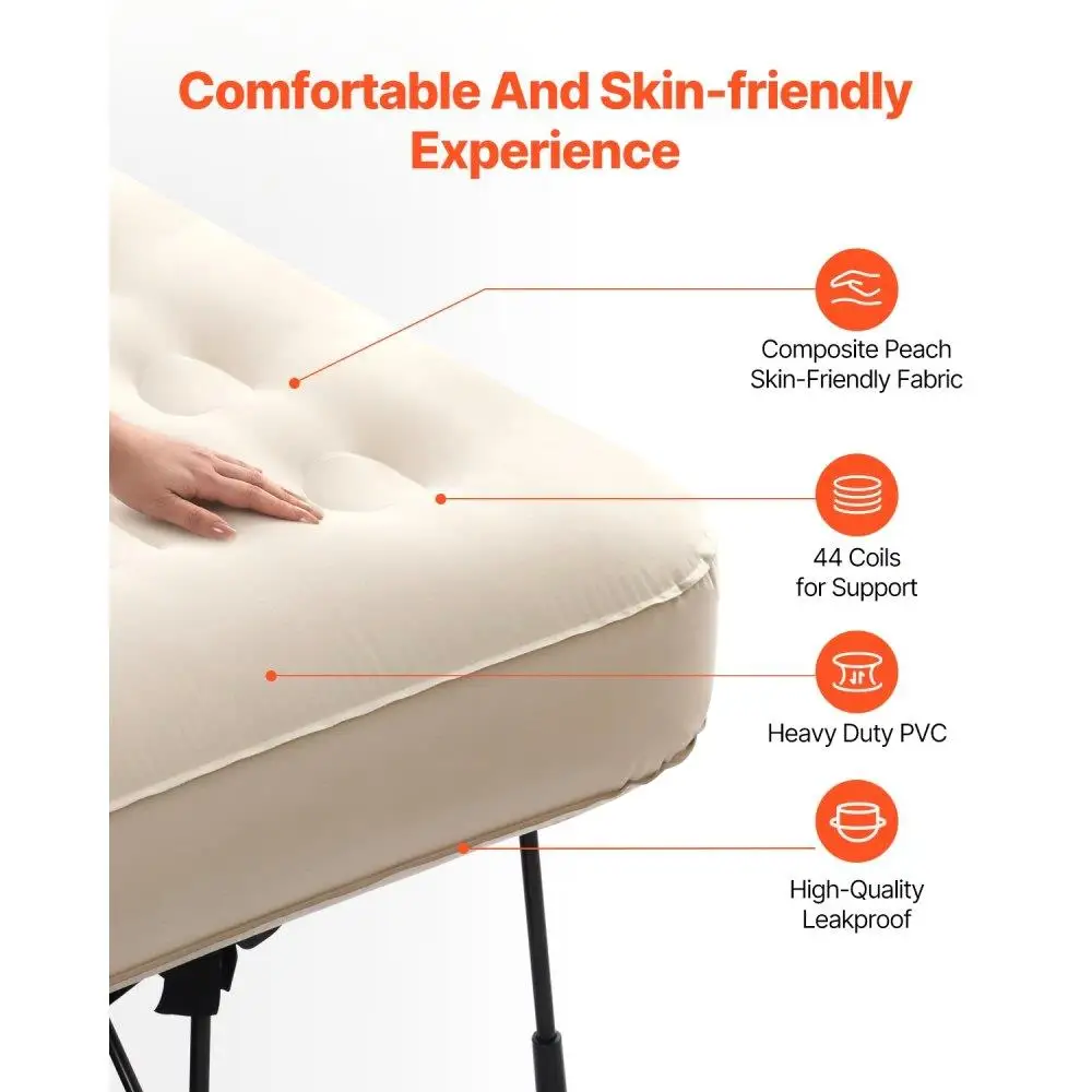 Colchão de ar inflável portátil com estrutura para duas pessoas bomba embutida berço de acampamento leve suporta 600 libras ideal para