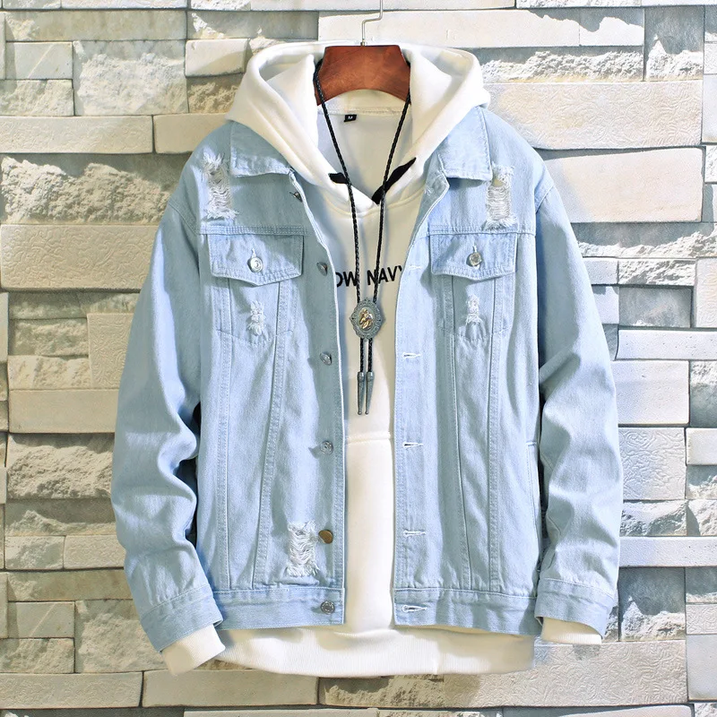 

Men's new jean jacket, washing jacket, bomber jacket, slim fit, light blue, dark blue, dark blue, latest model