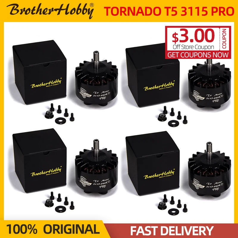

4 шт. BrotherHobby Tornado T5 3115 Pro бесщеточный двигатель 900 кВ для RC FPV дальнего действия гоночный квадрокоптер для фристайла дрон самолет