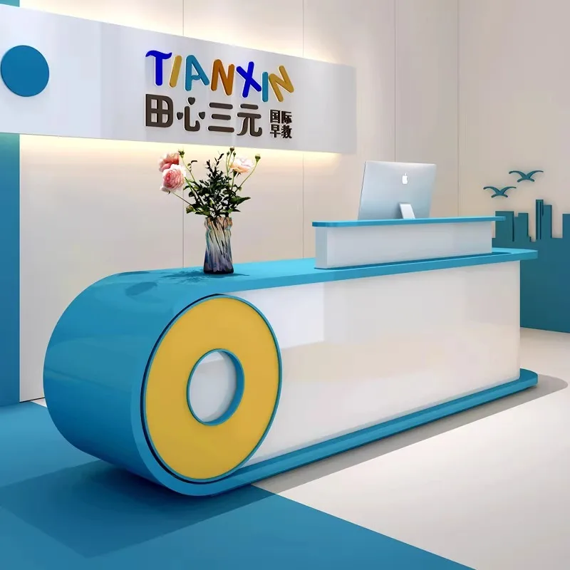 

Modern Reception Desk Hutch Wooden Reception Counter Cosmetics Small Portable Oscilloscope Clothes Store Counters Table Set Nas