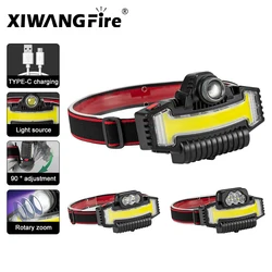 Zoom XPE COB LED Headlamp Multi-function Lamp Rechargeable Headlight Outdoor Waterproof Fishing Portable Strong Light Flashlight